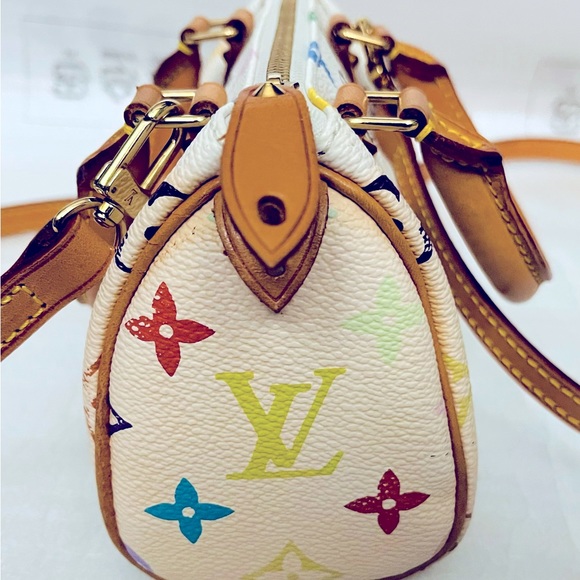 Louis Vuitton LV Handbag M92645 Mini Speedy White Monogram Multicolor -EXCELLENT - Picture 5 of 12